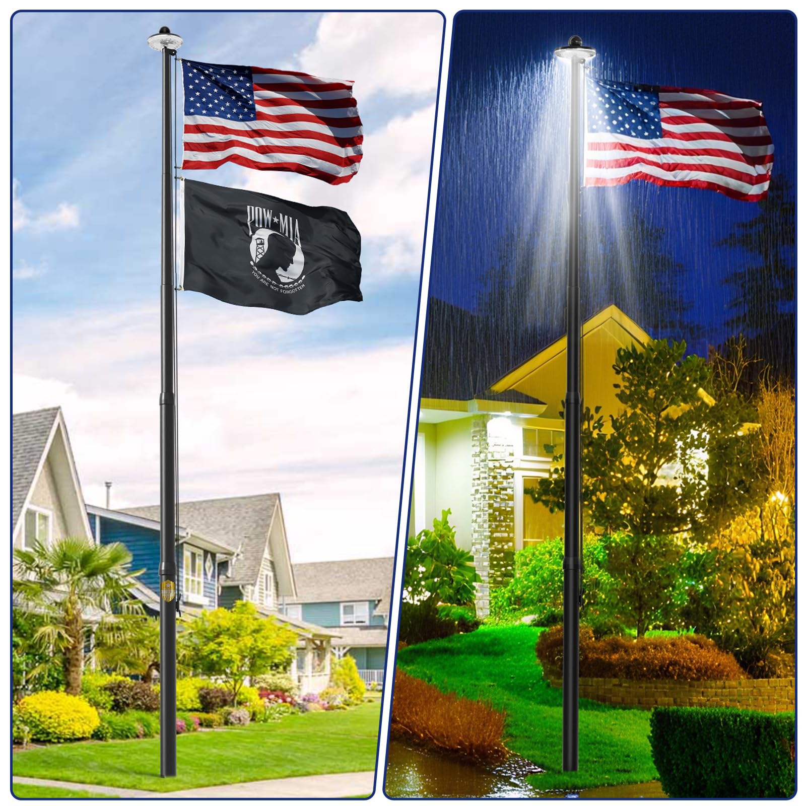 IIOPE solar-powered lighting keeps flag illuminated without batteries