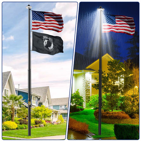 IIOPE solar-powered lighting keeps flag illuminated without batteries