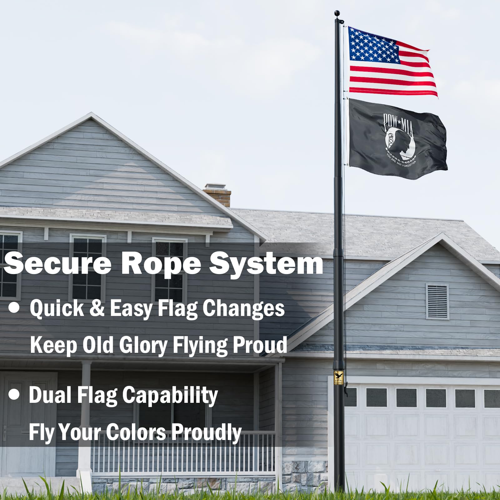 IIOPE included USA flag and hardware enables quick setup.