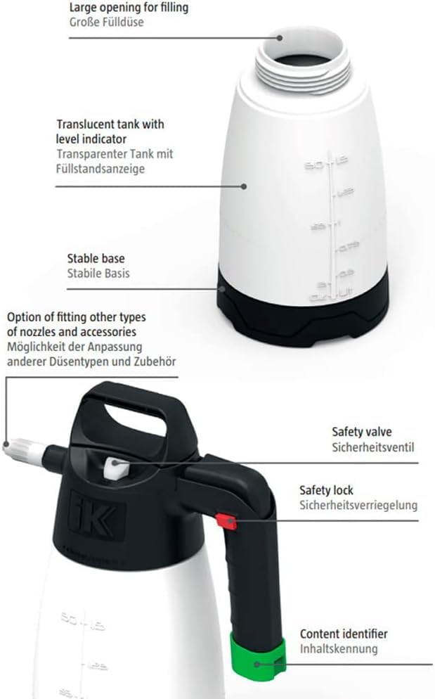 IK Multi PRO 2 wide mouth opening enables quick spill-free filling.