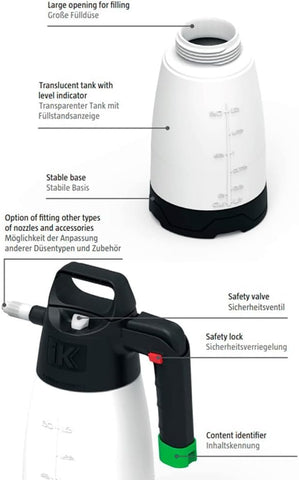 IK Multi PRO 2 wide mouth opening enables quick spill-free filling.