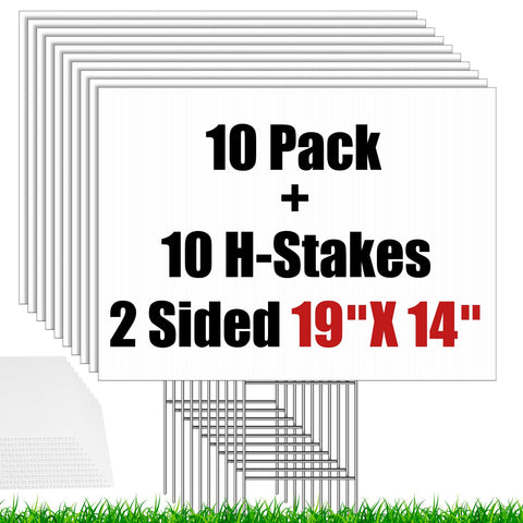 IKAYAS blank yard sign 19x14 white front view suitable for customizable messages.