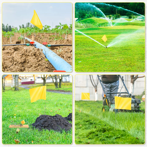 IKAYAS yellow lawn flags for borders and landscape planning.