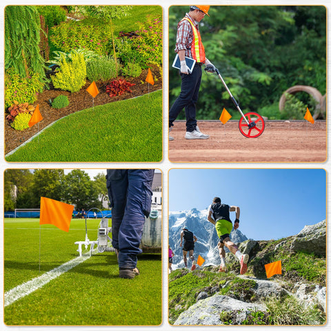 IKAYAS orange marking flags offer bright visibility and reuse for garden projects.