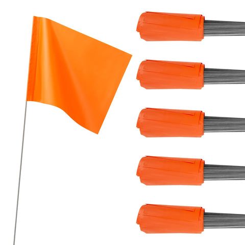IKAYAS orange PVC marking flag for yard visibility and irrigation planning.