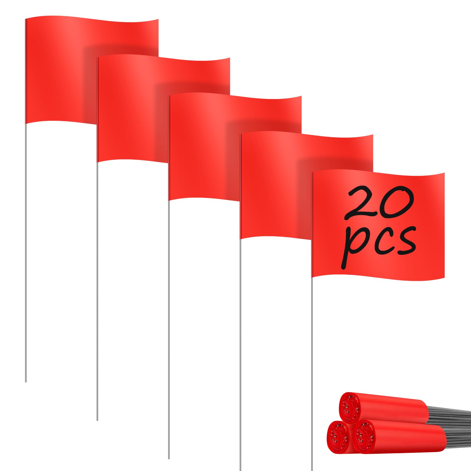 IKAYAS PVC lawn marker flag 4x5x15in red for high-visibility border marking