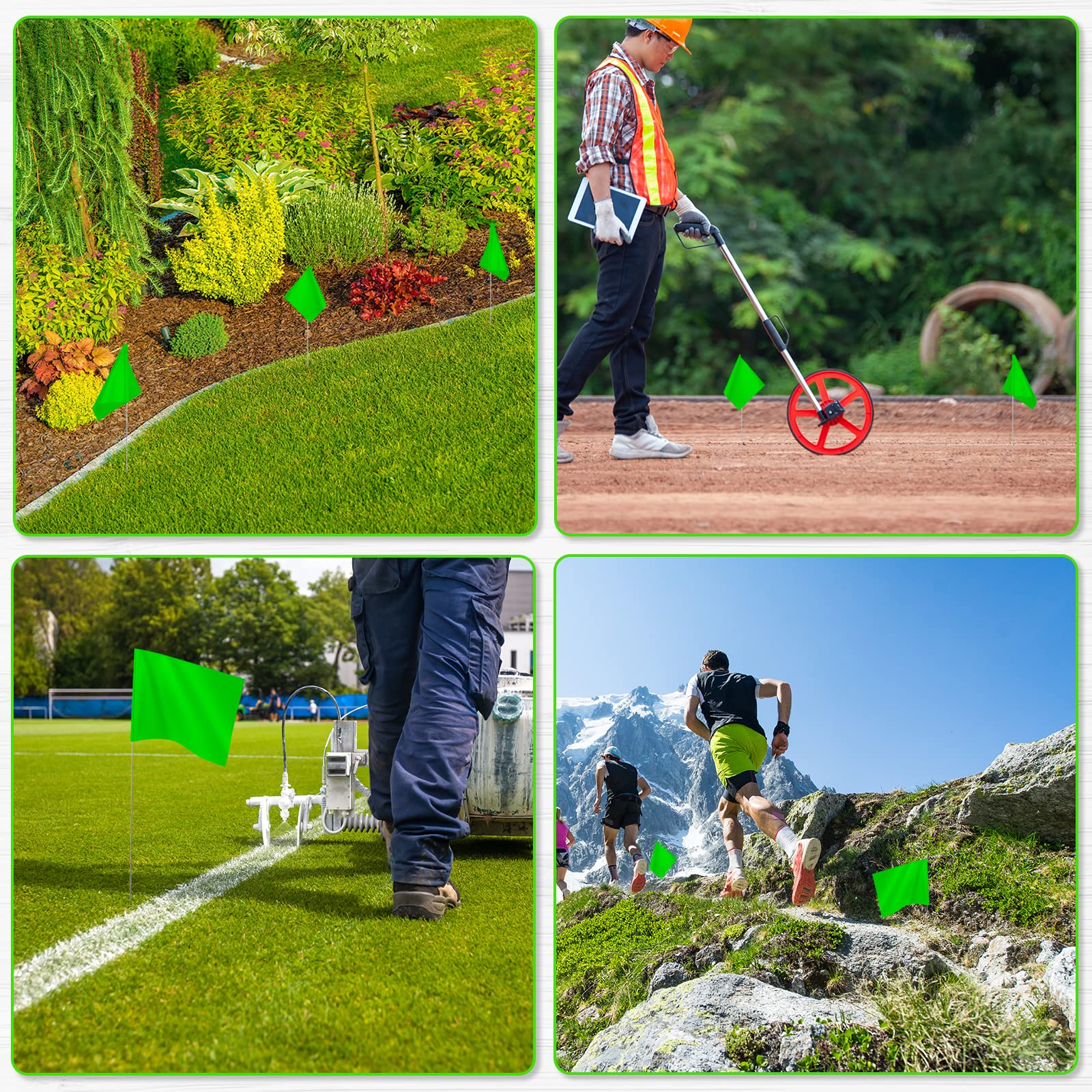 IKAYAS PVC lawn markers, small green flags ideal for plant location marking.