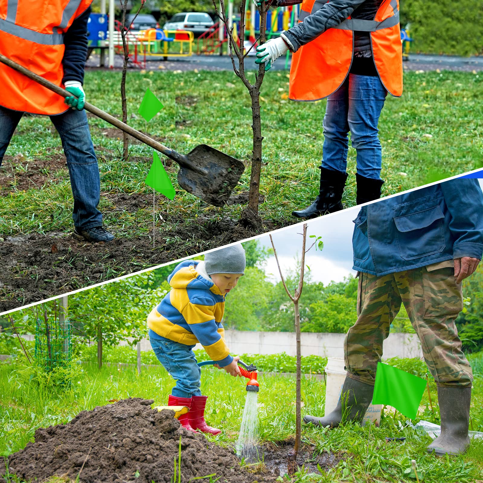 IKAYAS green yard flags, perfect for irrigation planning and boundary marking.