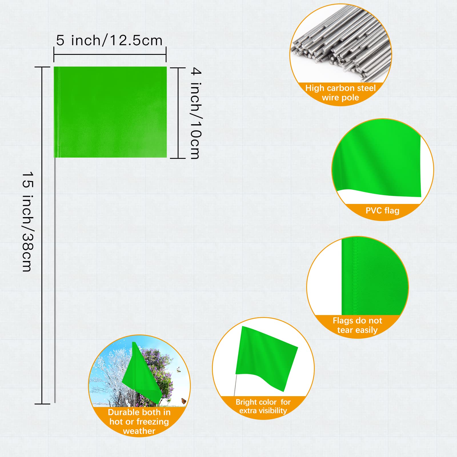 IKAYAS PVC yard markers in green, durable and reusable for landscaping work.