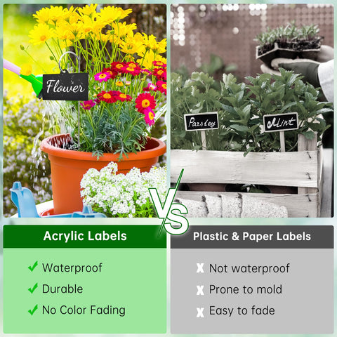 IKELY weatherproof acrylic labels endure sun and rain outdoors