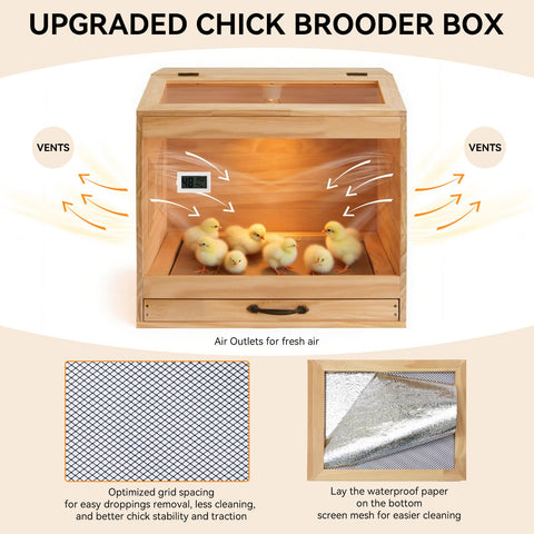 IKILEOGY brooder box front sliding door enables easy feeding.