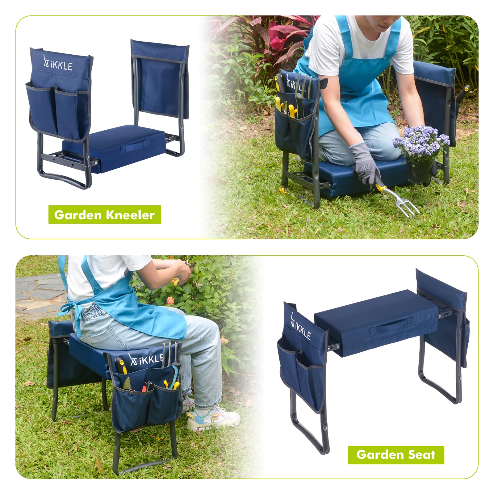 ikkel convertible garden bench transforms kneeler into a seated workspace