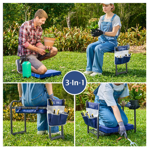 ikkle 838LB kneeler seat folded compact for lightweight portability.