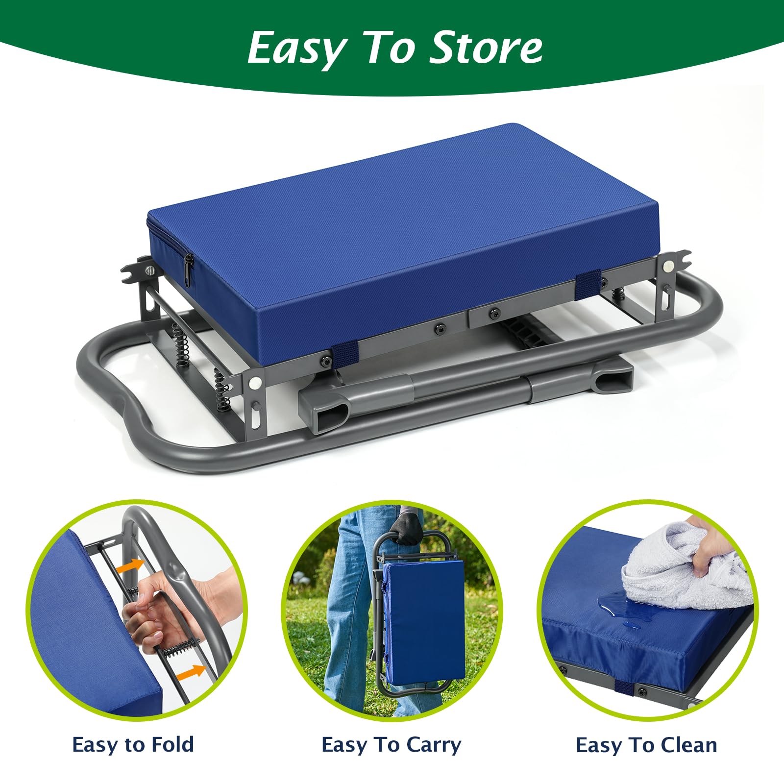 ikkle 838LB kneeler seat metal finish resists rust in humid gardens.