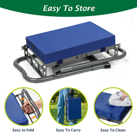 ikkle 838LB kneeler seat metal finish resists rust in humid gardens.