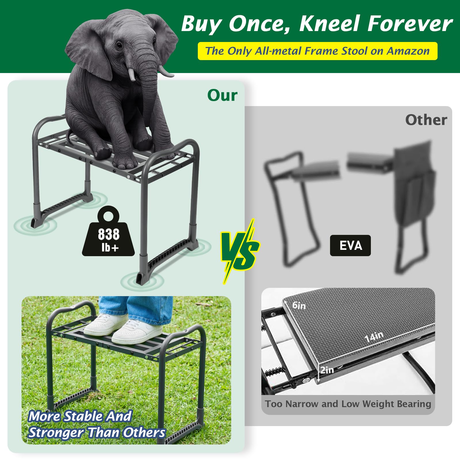 ikkle 838LB kneeler seat storage pouch keeps tools within reach.
