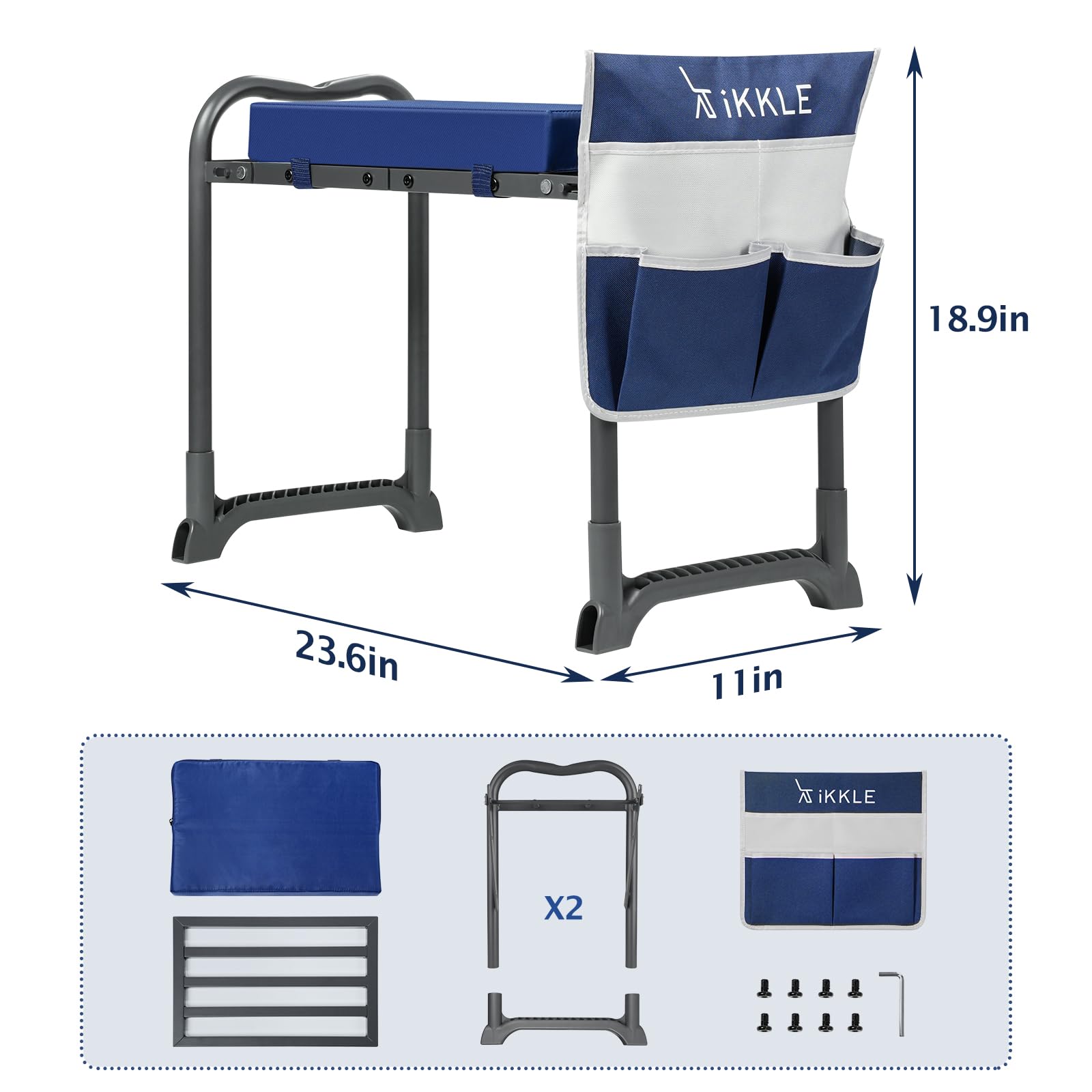 ikkle 838LB kneeler seat tool pouch attachment for organized gardening.