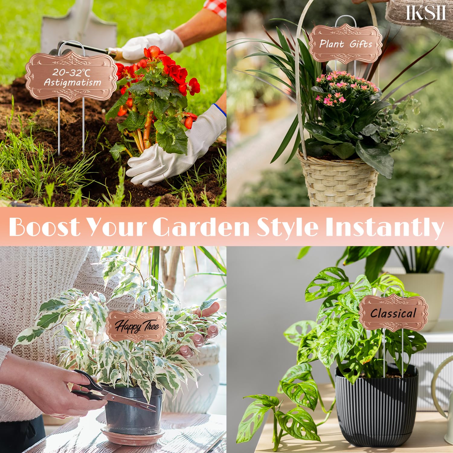 IKSII all-weather aluminum plant tags endure indoor and outdoor use.