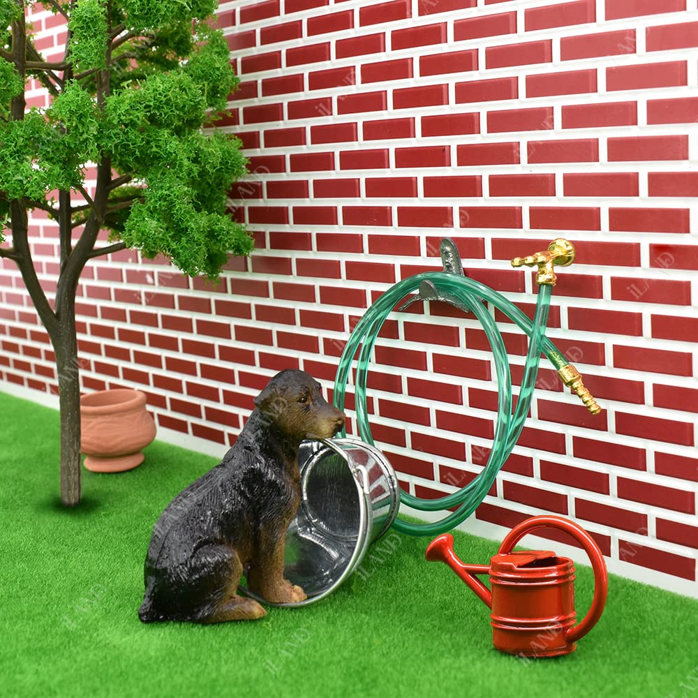 iland dollhouse gardening tools watering pot with red finish adds realism