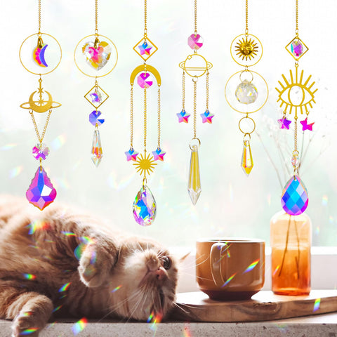 ilclviz crystal sun catcher chain pendant creating vivid rainbows in sunlight