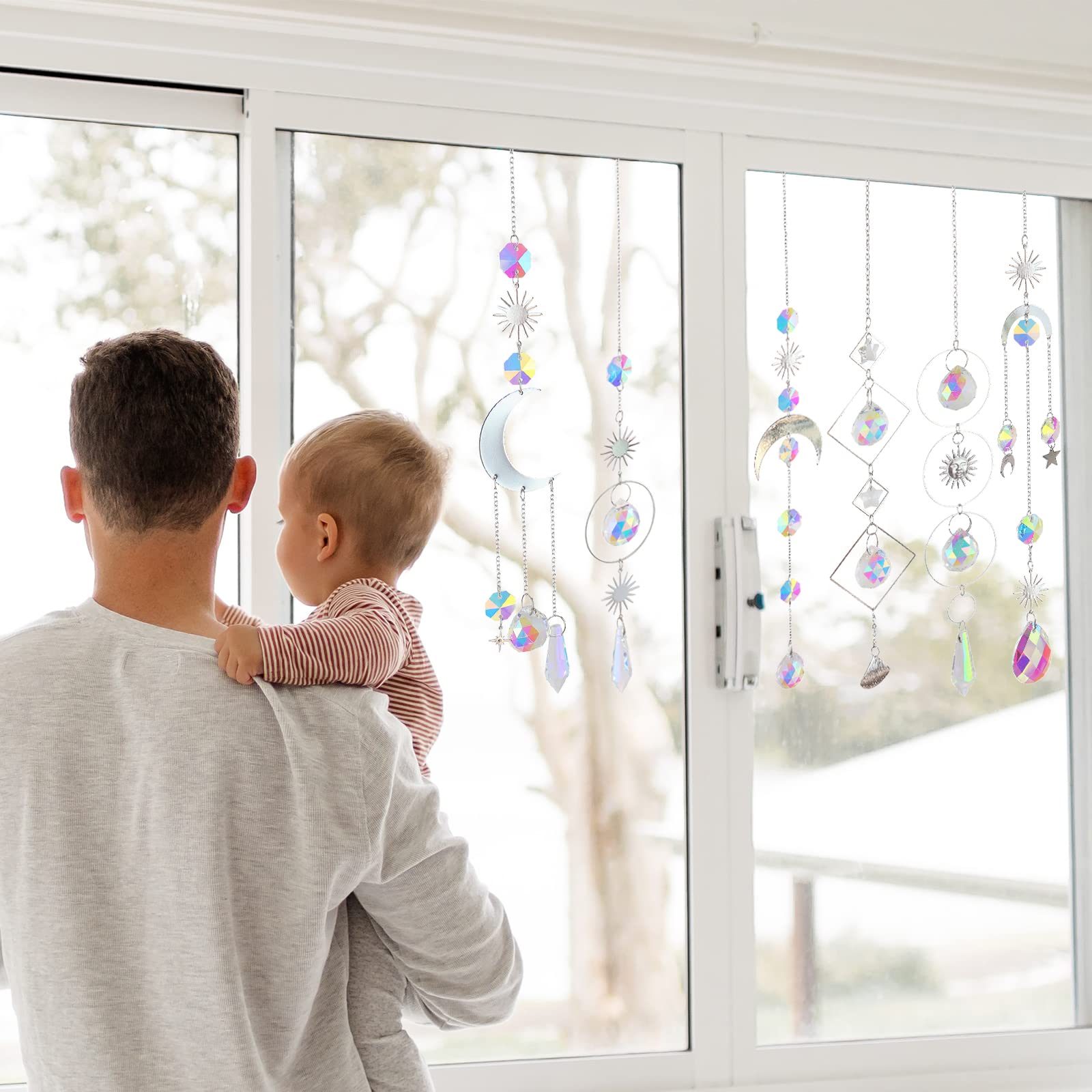 ilclviz rainbow prisms adorn windows, adding vibrant reflections to daily spaces.