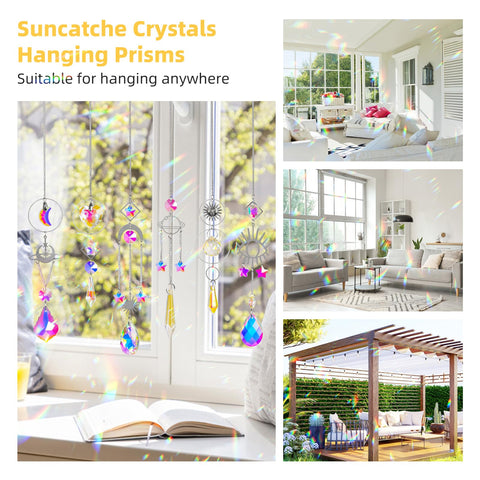 ilclviz sun catchers chain pendants closeup highlighting crystal facets and color play