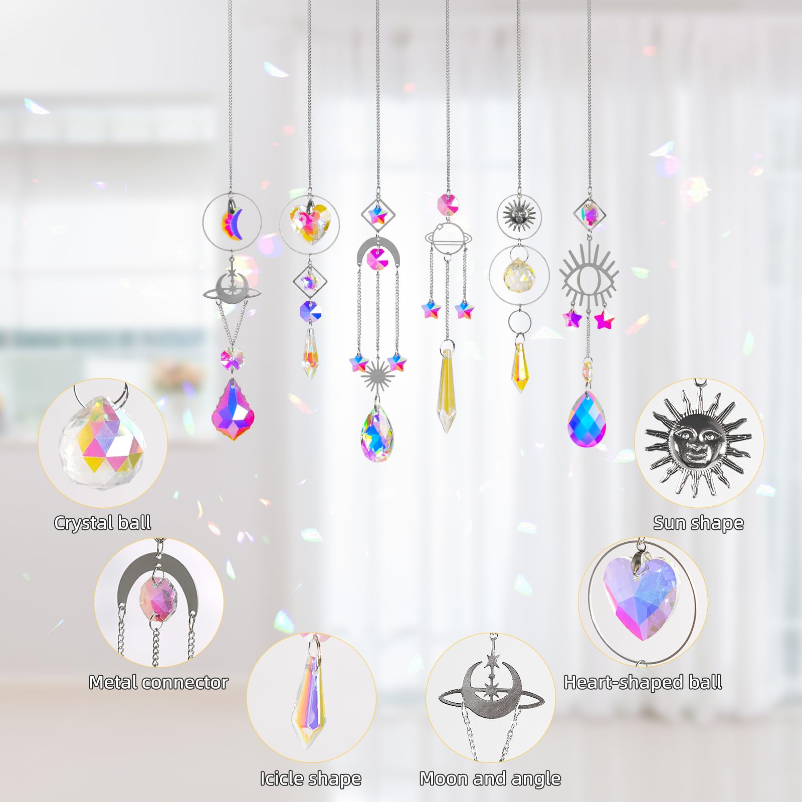 ilclviz outdoor window decor crystal sun catcher sparkling in sunlight