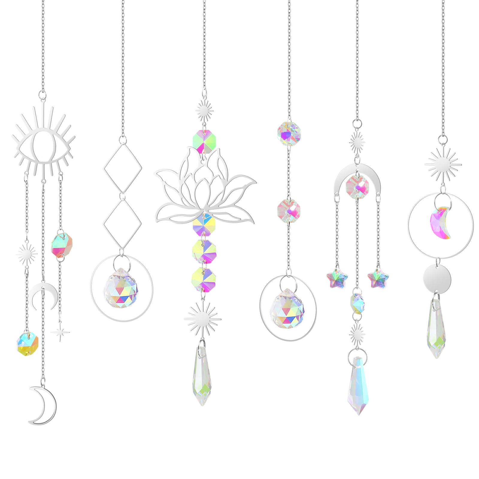 ilclviz suncatcher crystal ball 6-piece set casting colorful light blooms in windows.