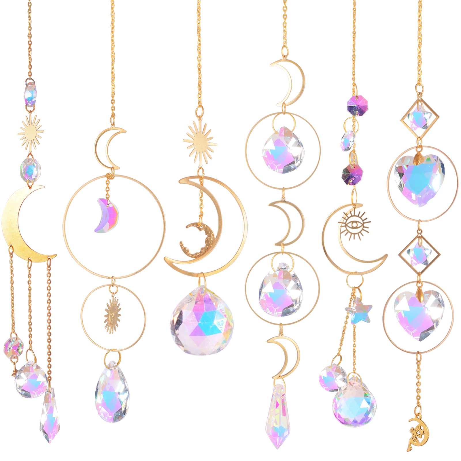 ilclviz suncatcher crystal prism hanging in window creates vivid rainbow reflections