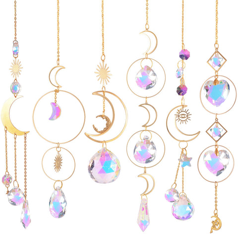 ilclviz suncatcher crystal prism hanging in window creates vivid rainbow reflections