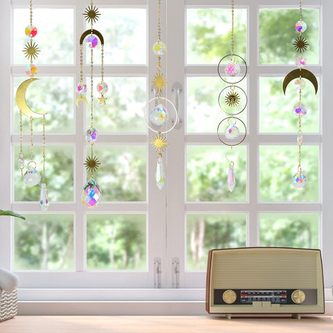 ilclviz window hanging suncatcher 6-pack adds sparkling charm to outdoor spaces