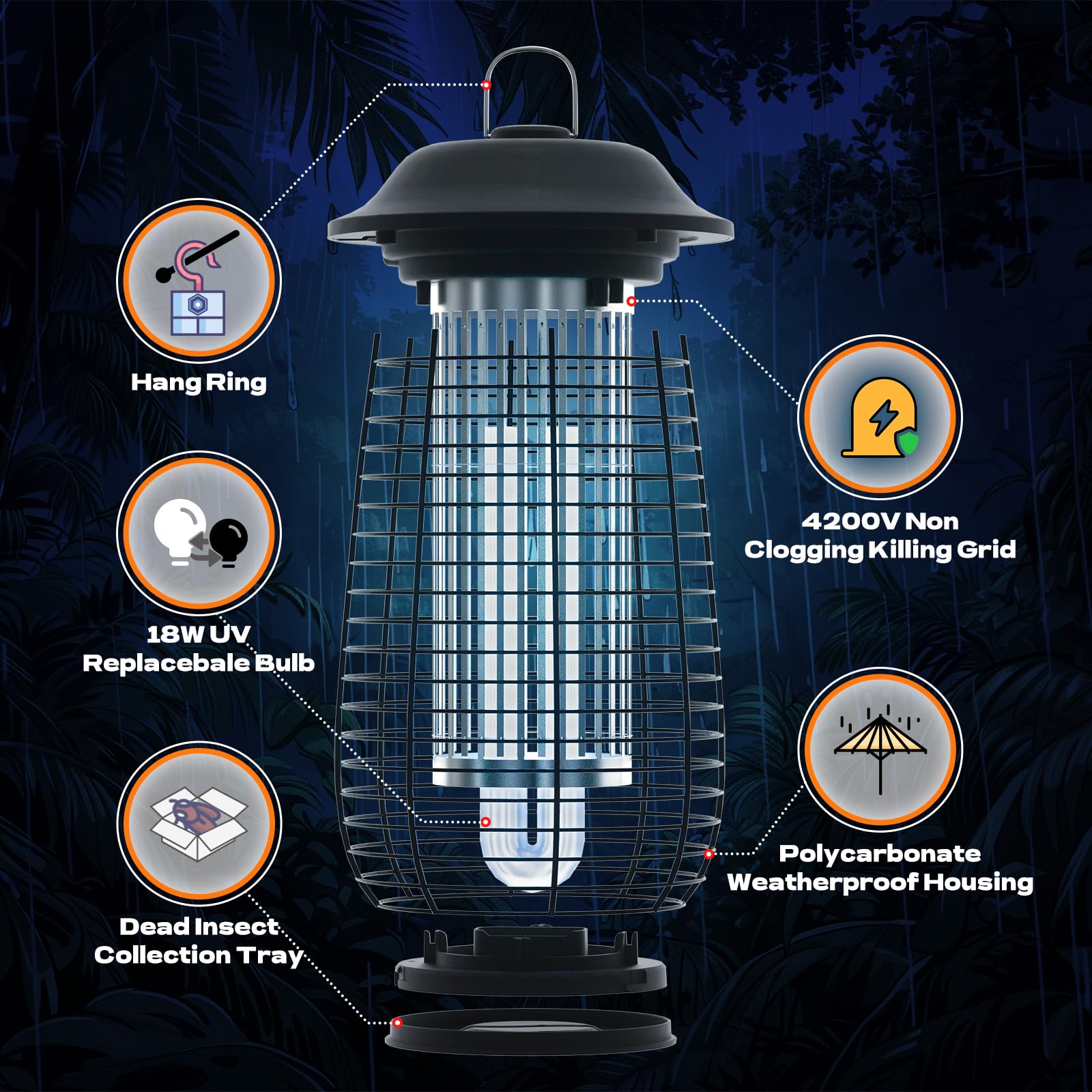 ILCPP Zapper includes a dead insect tray for quick cleaning