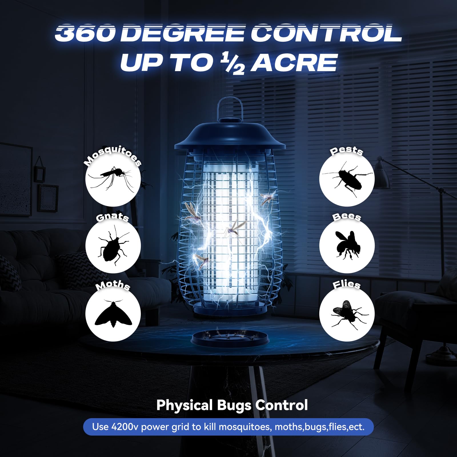 ILCPP Bug Zapper emits UV violet light to attract pests and zap them safely
