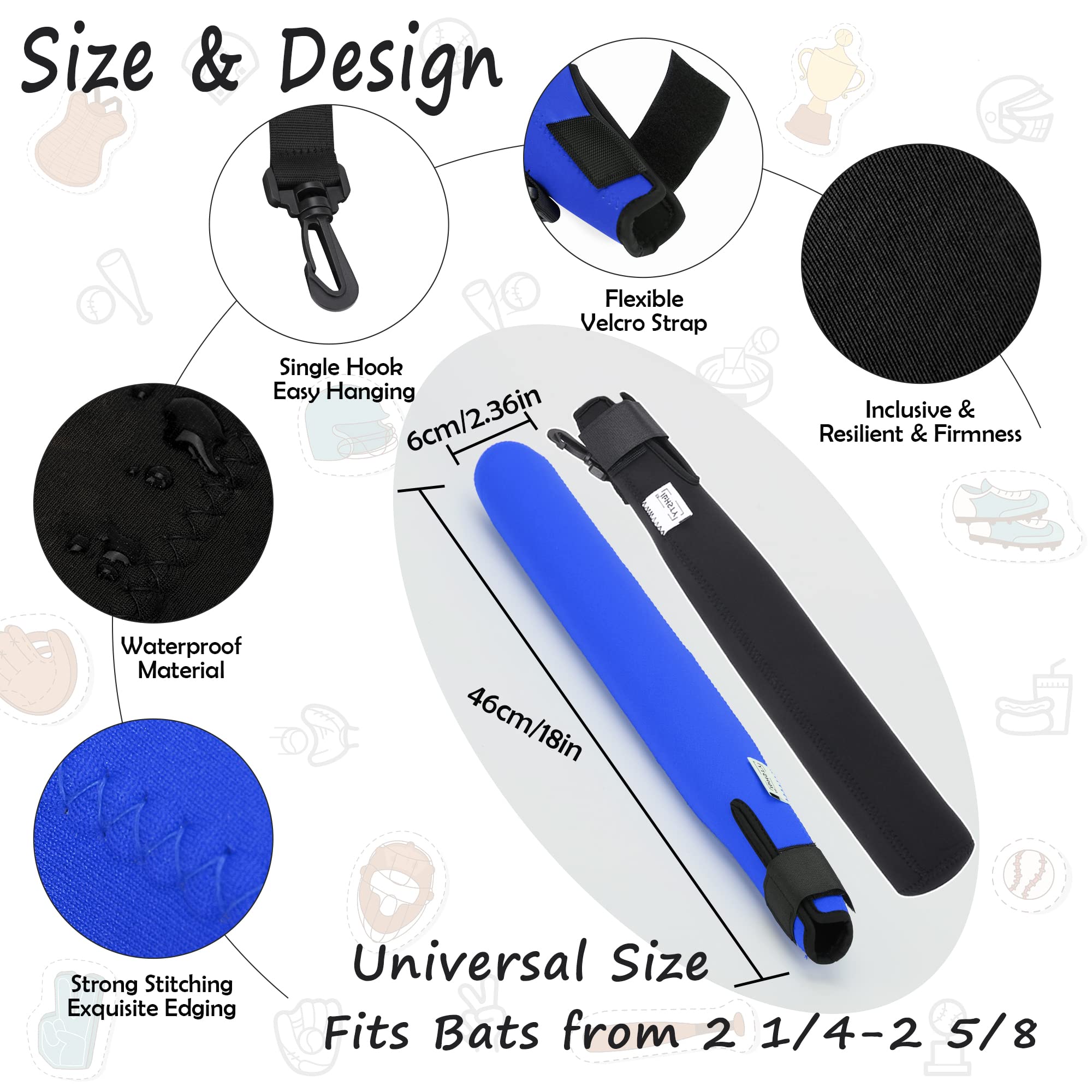 ILHSTY bat sleeve with adjustable Velcro strap fits most bats