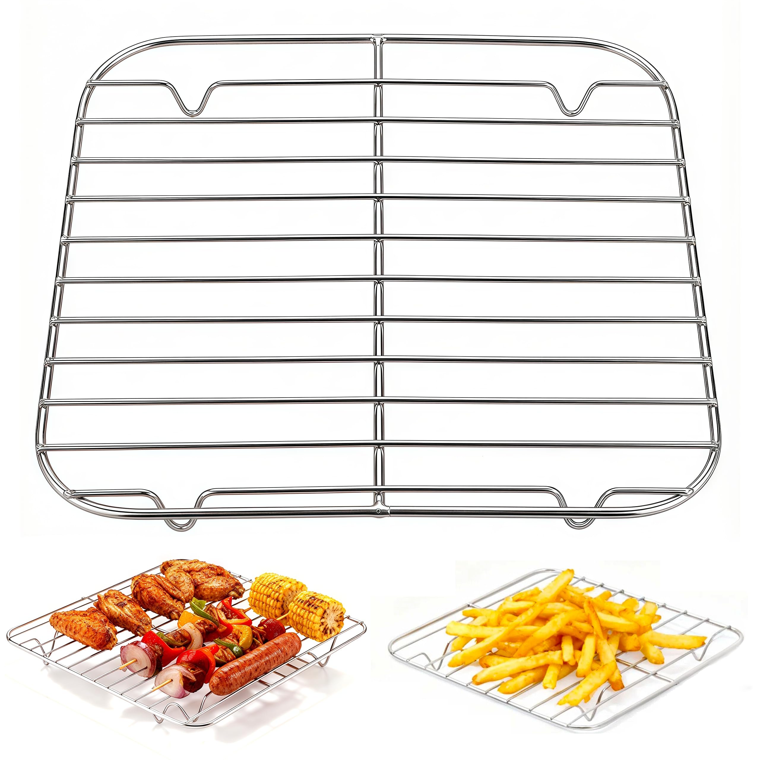 ILIEMOC 8x8 stainless steel air fryer rack enables even heat and crisp textures