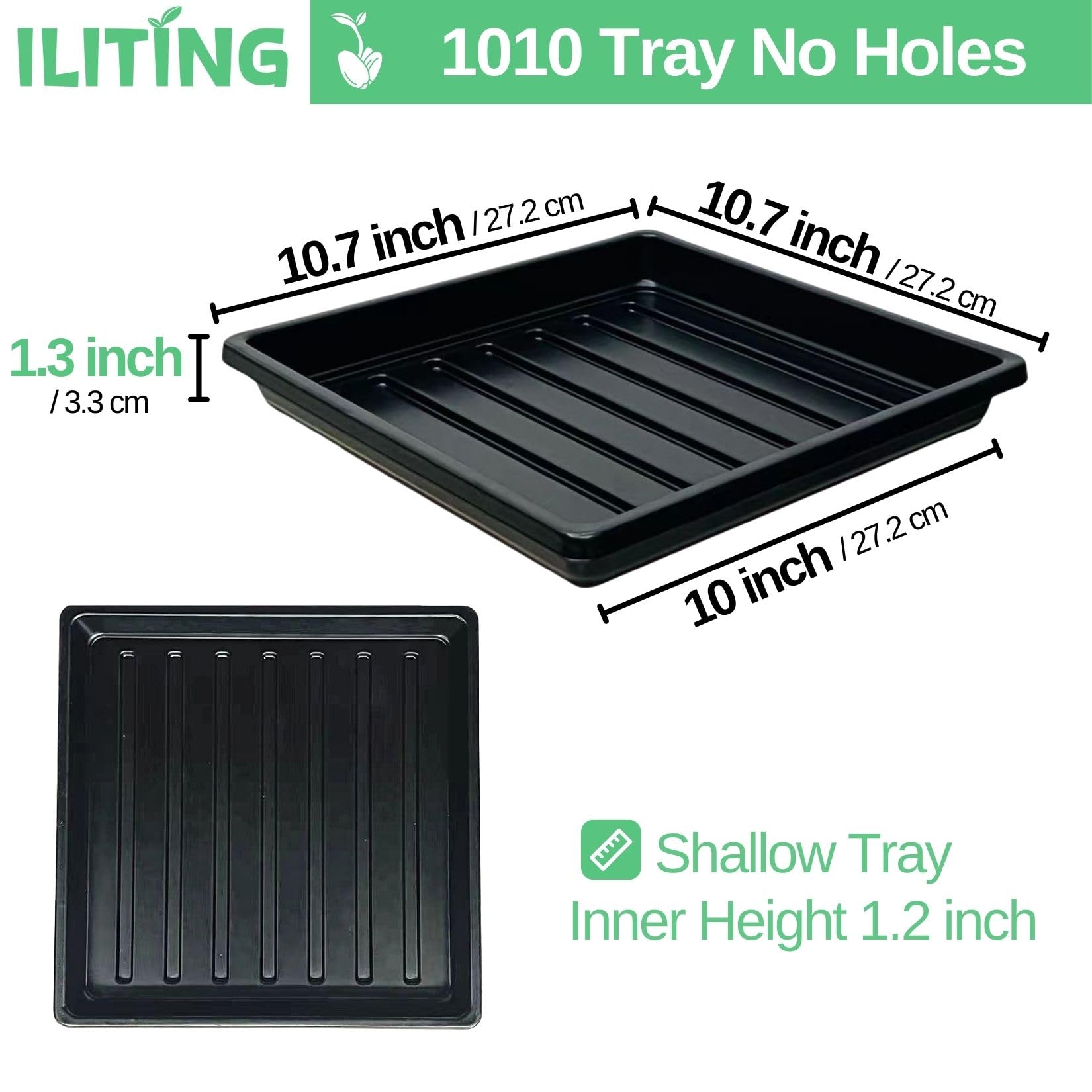 ILITING 1010 seedling tray with drain holes supports effortless drainage for seedlings.