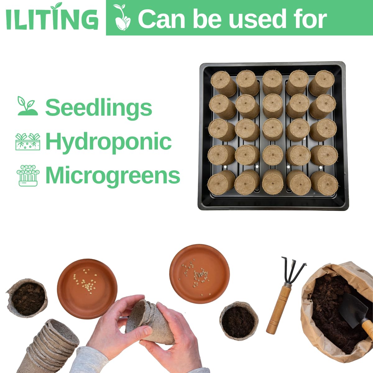 ILITING 1010 square tray suitable for small pots and shallow-rooted plants