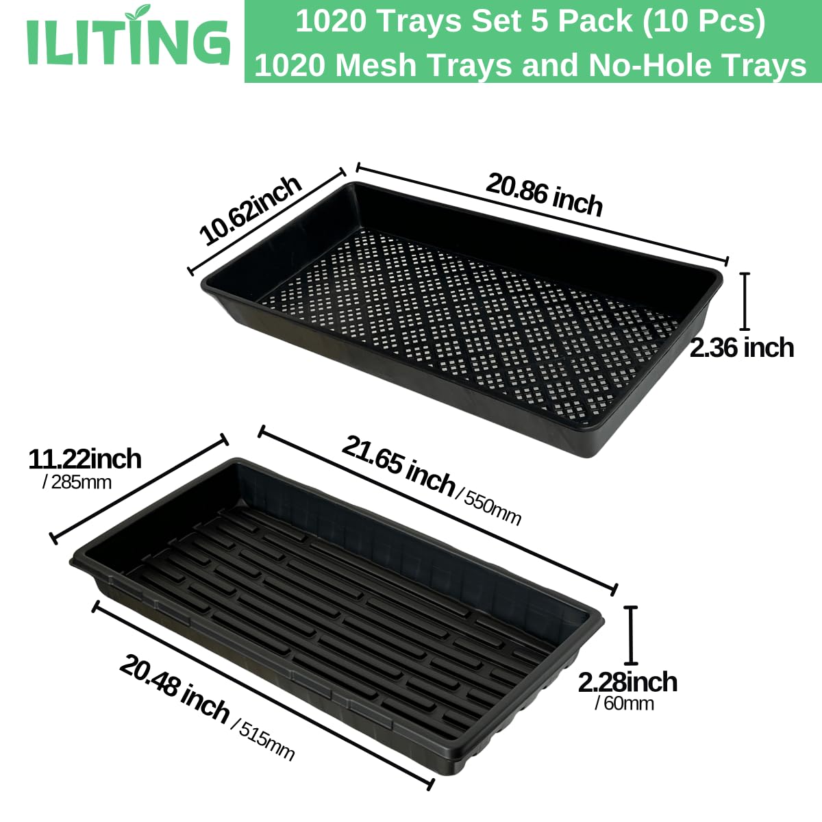 ILITING no-hole 1020 seed trays to catch excess water and keep work area clean
