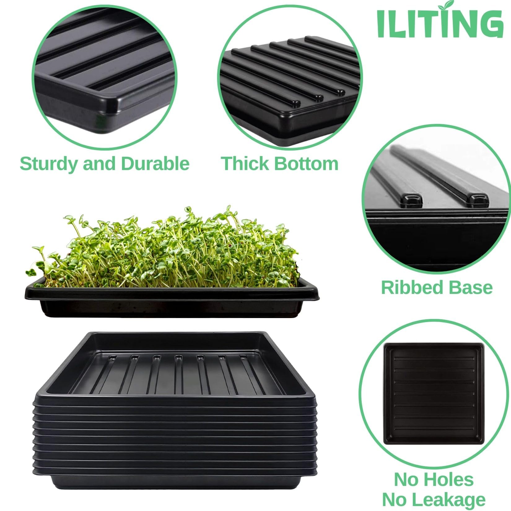 ILITING compact tray fits nine 3.5-inch pots for balcony gardening.