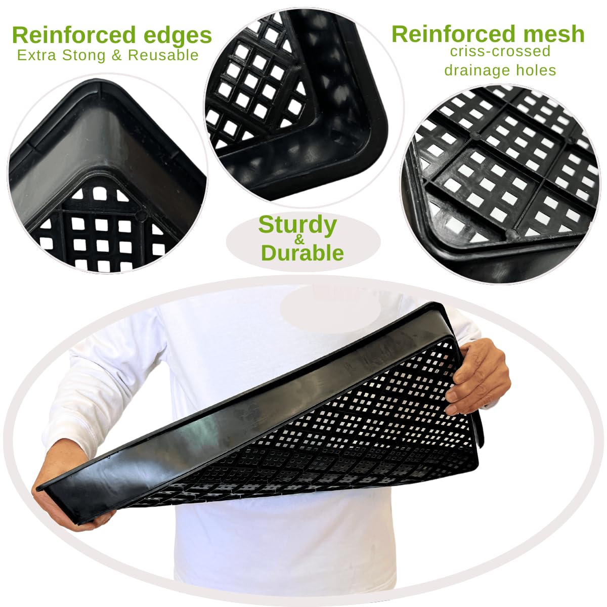 ILITING seedling starter tray reinforced edges for sturdy handling.
