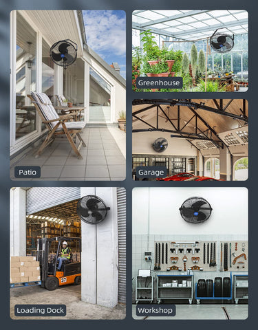 iLiving 2473 CFM airflow covers patios, warehouses, and greenhouses