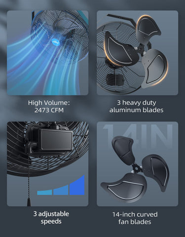 iLiving 14-inch curved blades provide efficient airflow in large spaces