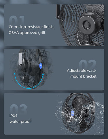 iLiving 18inch wall fan with 3-speed pull chain for adjustable airflow