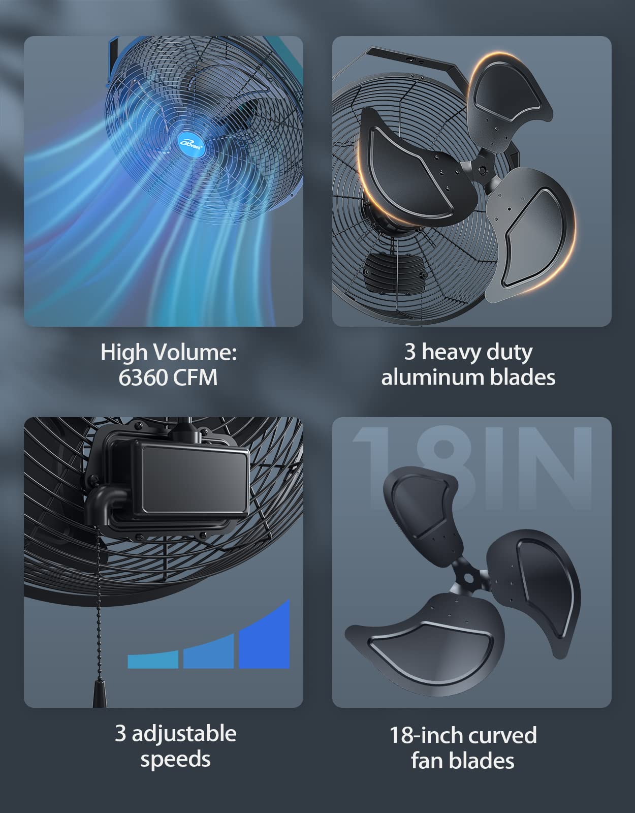 iLiving wall fan features corrosion-resistant finish for indoor/outdoor use