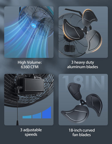 iLiving wall fan features corrosion-resistant finish for indoor/outdoor use