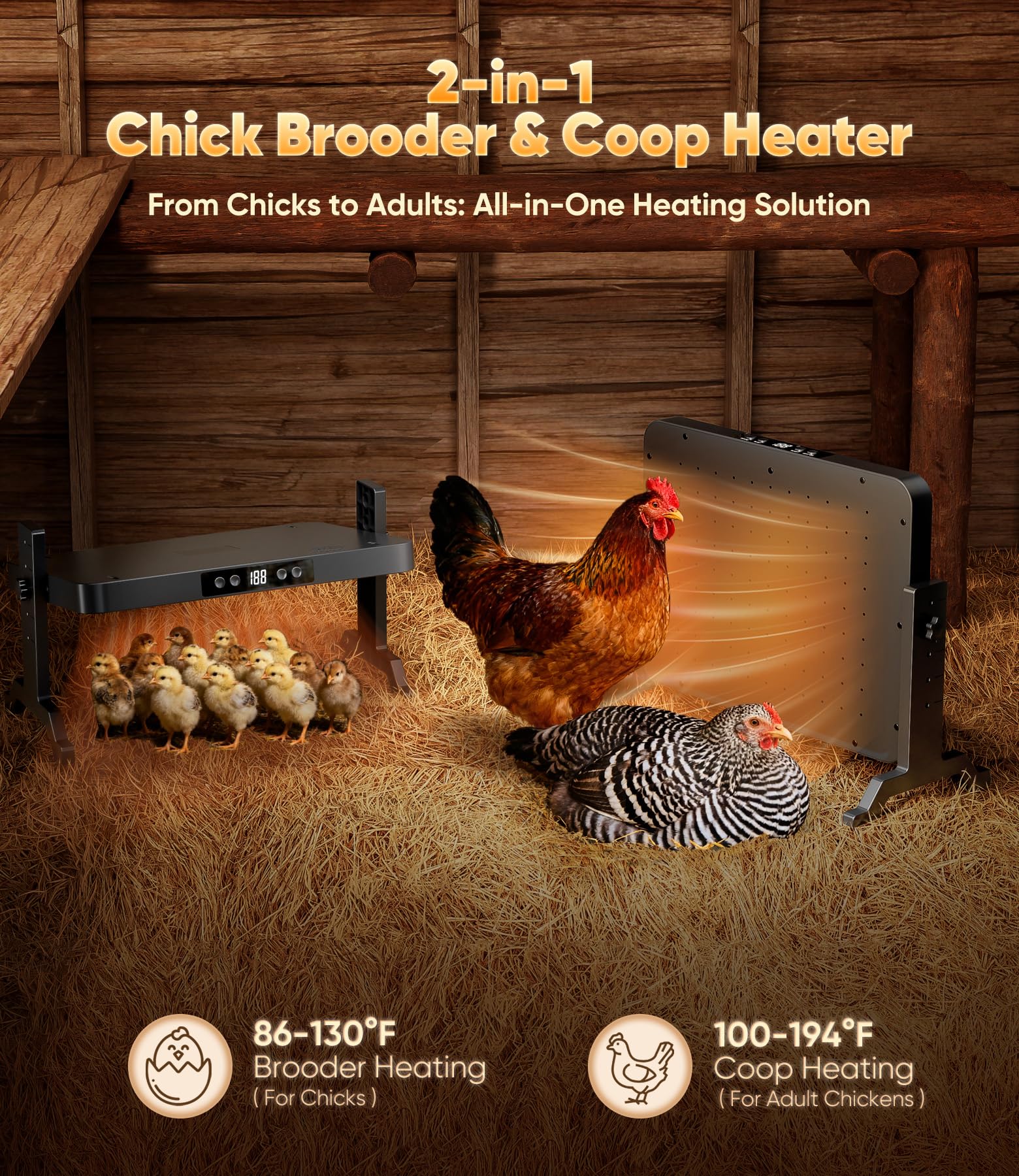 ILOJUST 2-in-1 Chick Brooder Heat Panel provides rapid radiant heat.