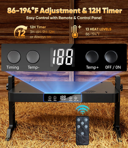 ILOJUST 200W radiant panel heats coop quickly and evenly.