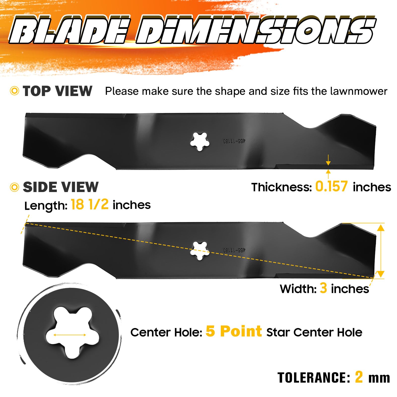 ILONPA blade specifications: 18-1/2 inch length and 3 inch width