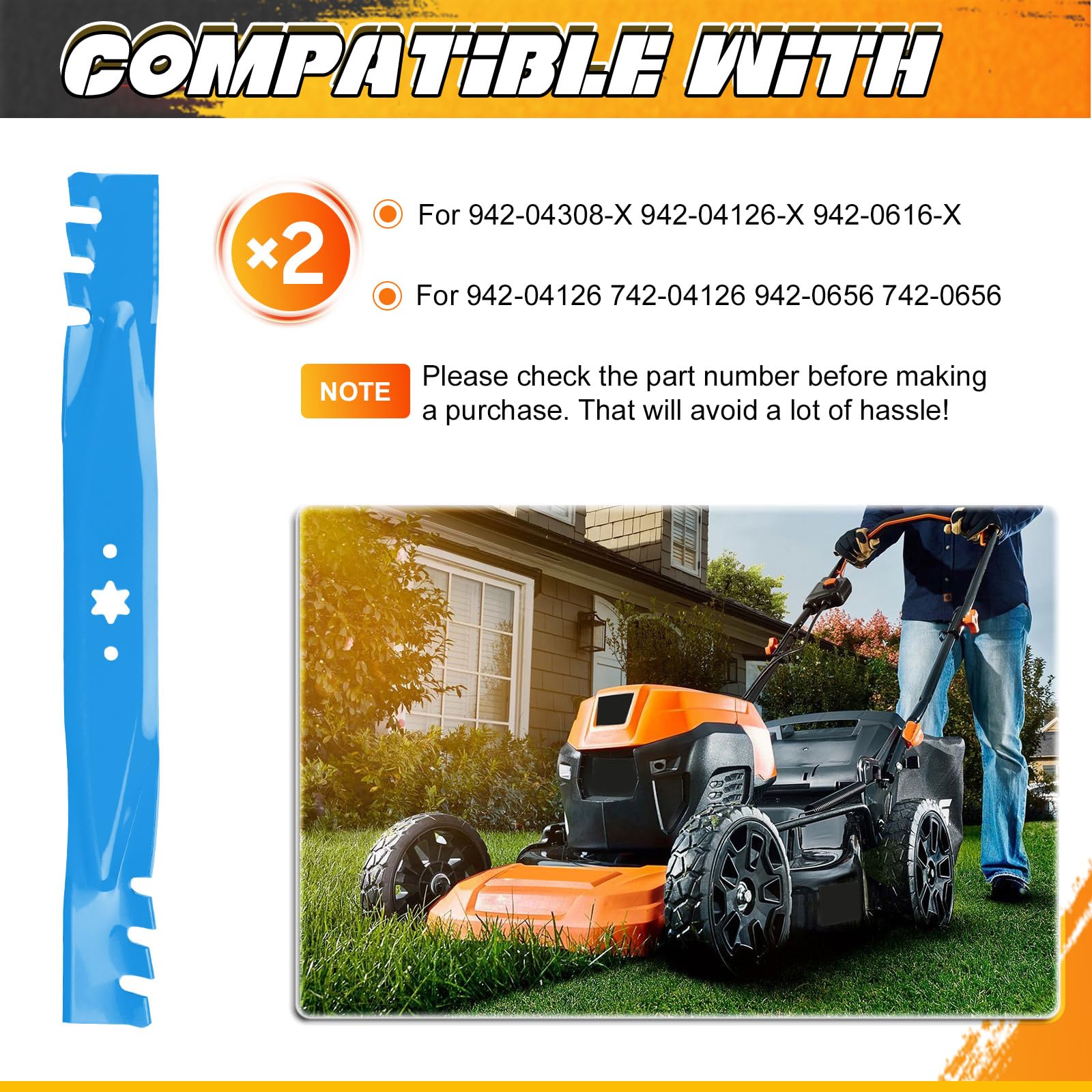ILONPA 42-inch mower blades with precise dimensions
