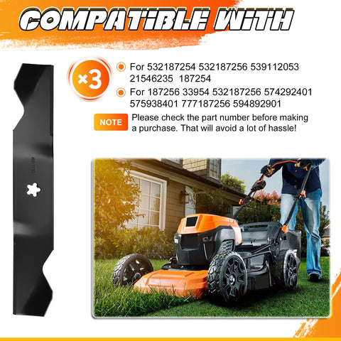 ILONPA 54in mulching blade cutting edges emphasizing three-in-one versatility